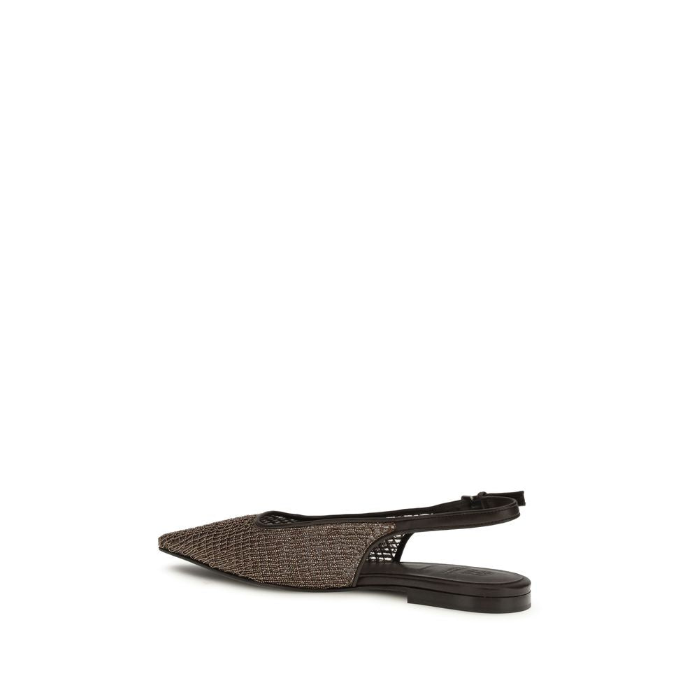 Precious Net Embroidery slingback Ballerinas