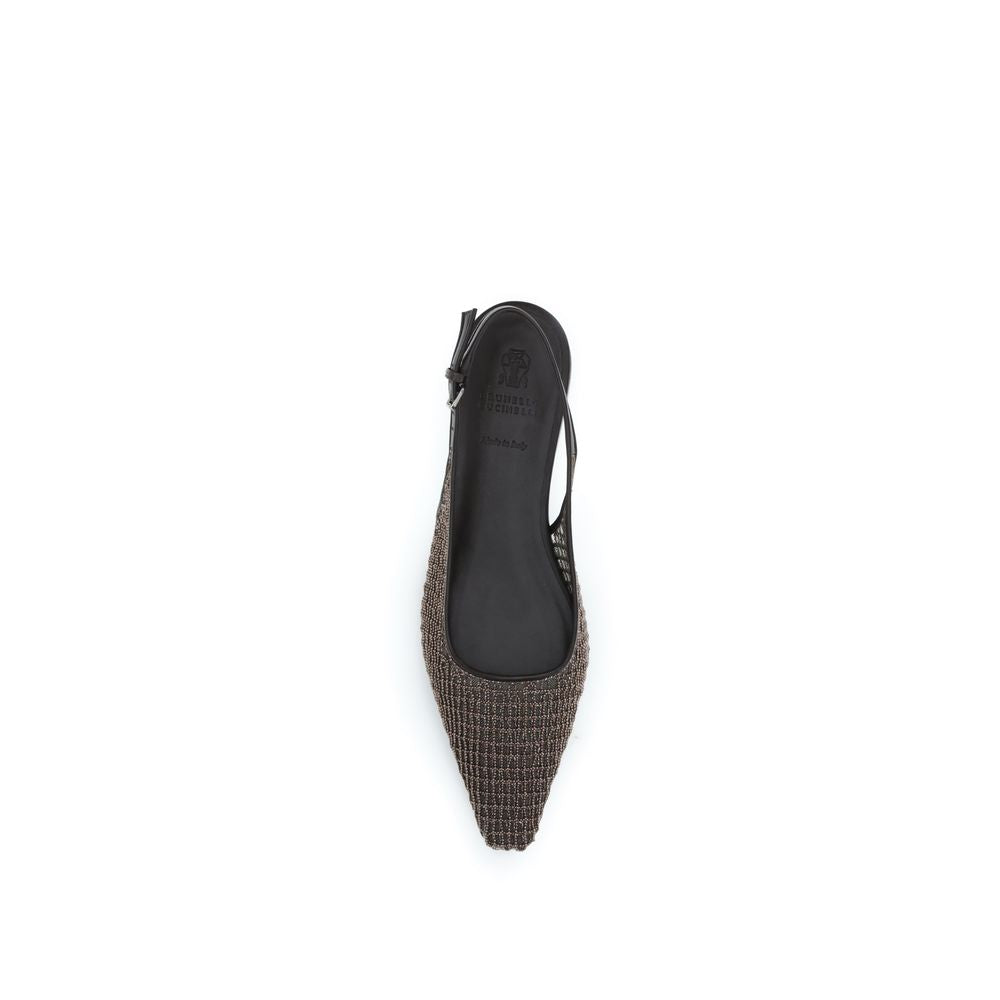 Precious Net Embroidery slingback Ballerinas