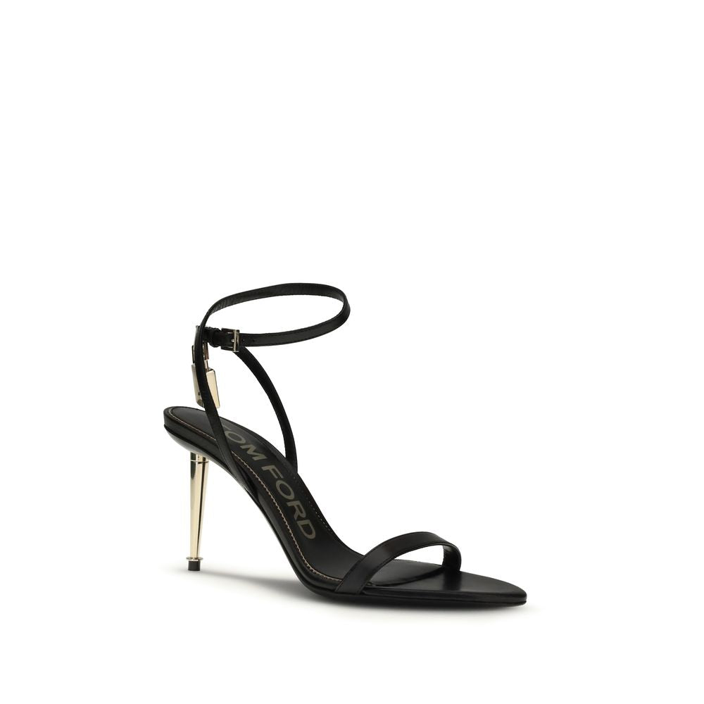 Shiny leather padlock pointy naked Sandal