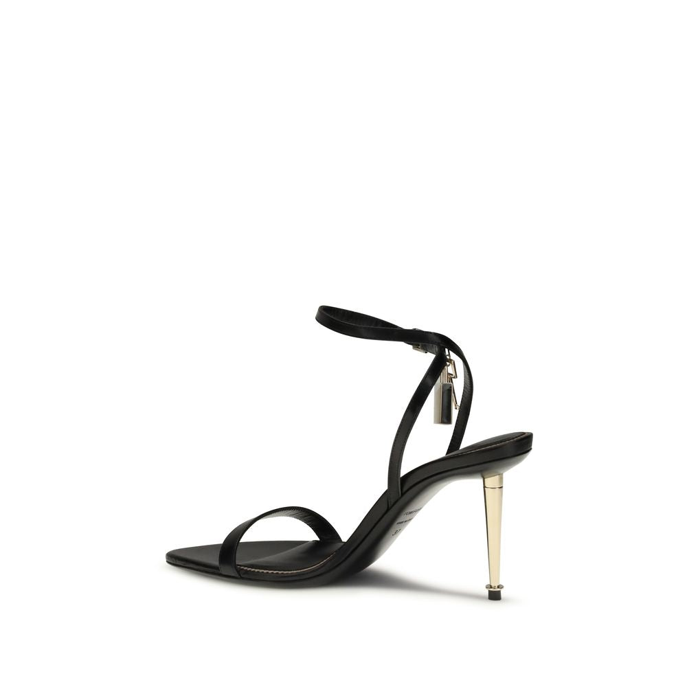 Shiny leather padlock pointy naked Sandal
