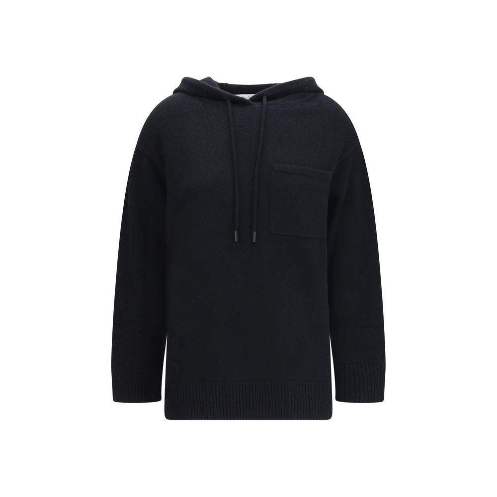 Schwarzer Wollhoodie
