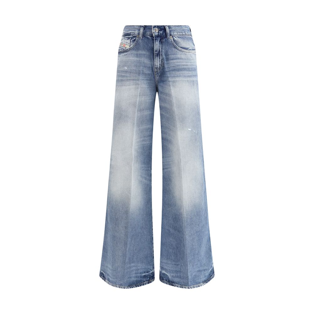 Hellblaue Bootcut-Jeans aus Baumwolle