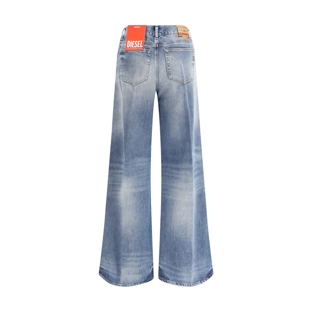 Hellblaue Bootcut-Jeans aus Baumwolle