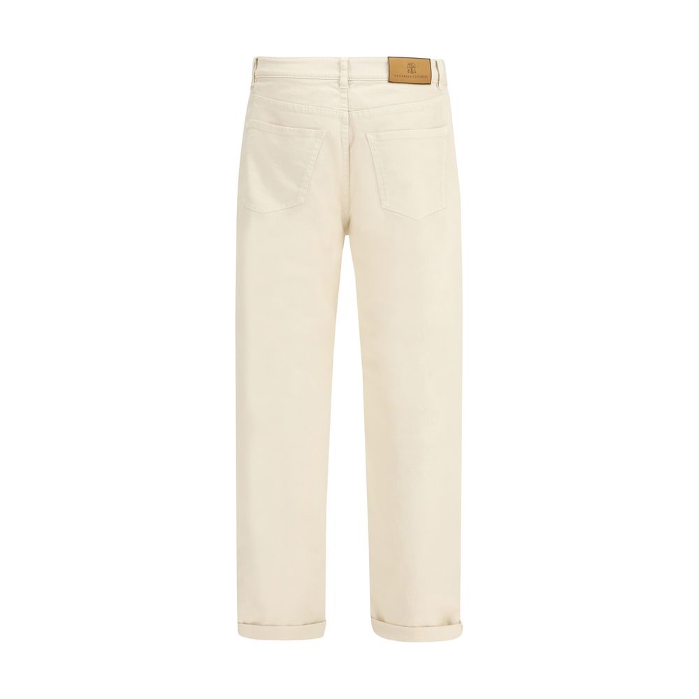 White Cotton High-Waisted Jeans