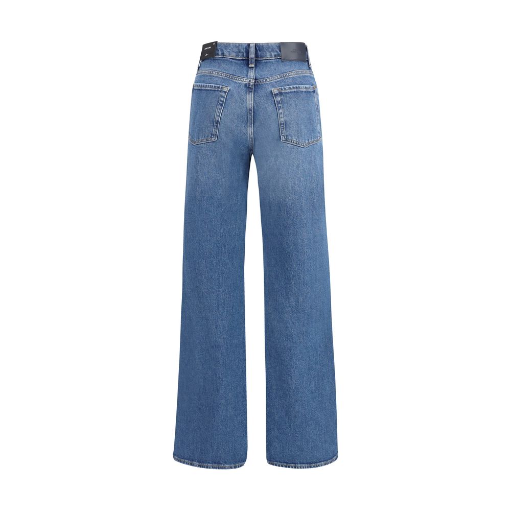 Blue Cotton Flared Jeans