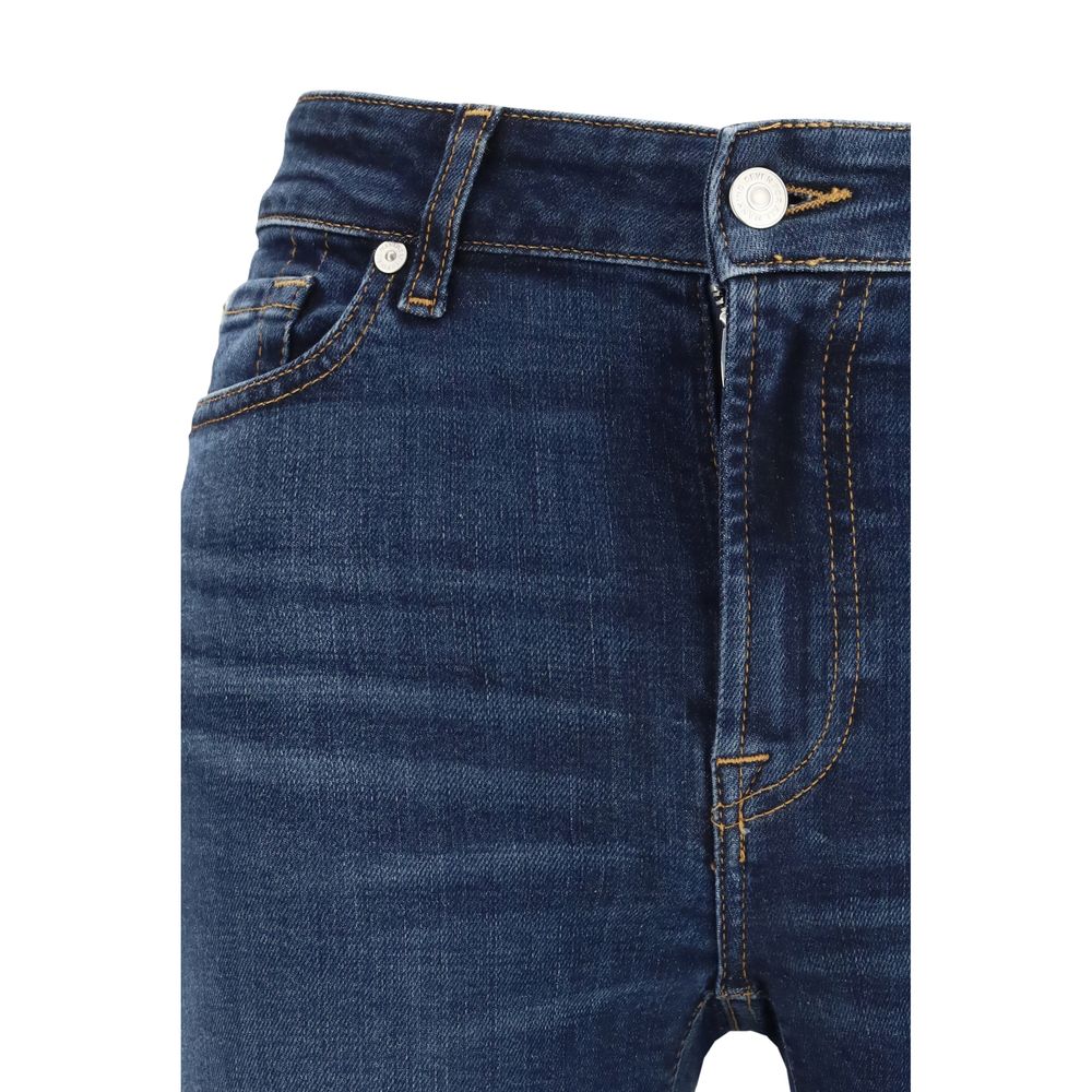 Blue Cotton Bootcut Jeans