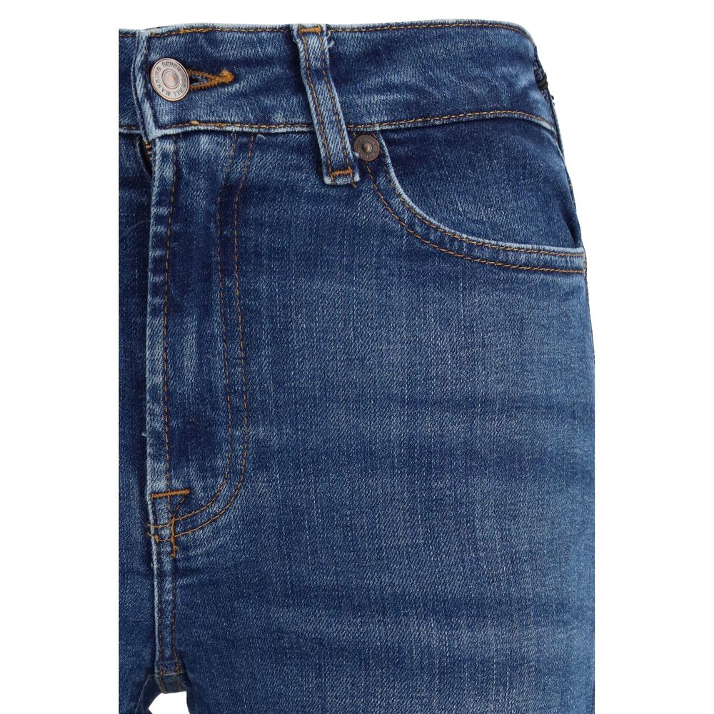 Blaue Baumwoll-Bootcut-Jeans