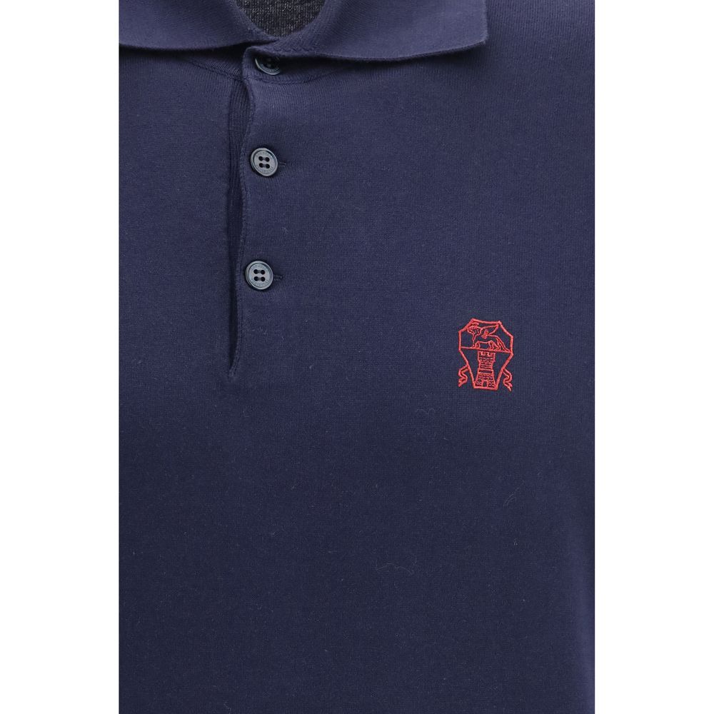 Blaues Baumwoll-Poloshirt