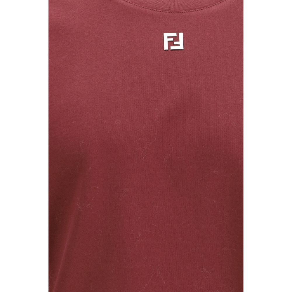 Bordeauxfarbenes Baumwoll-T-Shirt