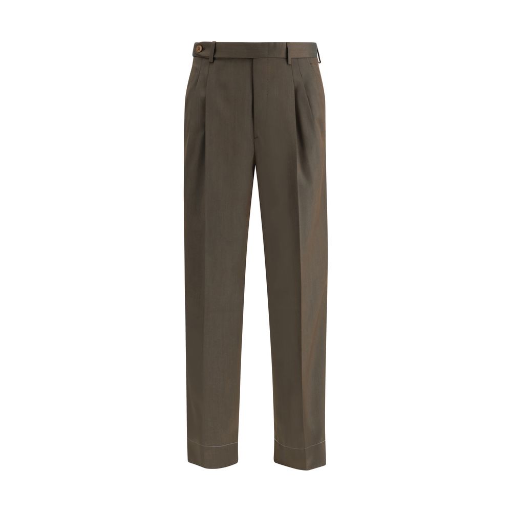 Brown Fleece Wool Casual Pants